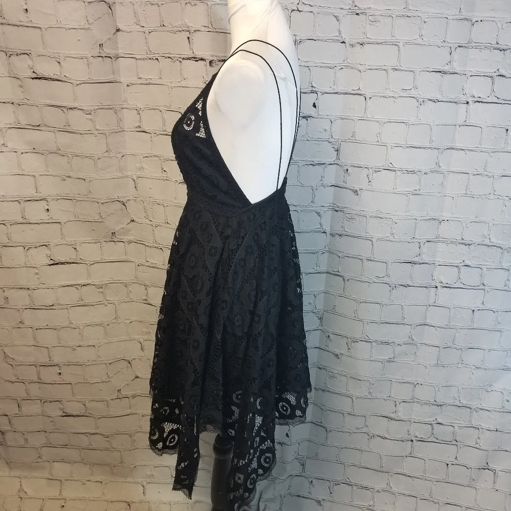 Free People Just Like Honey black lace mini